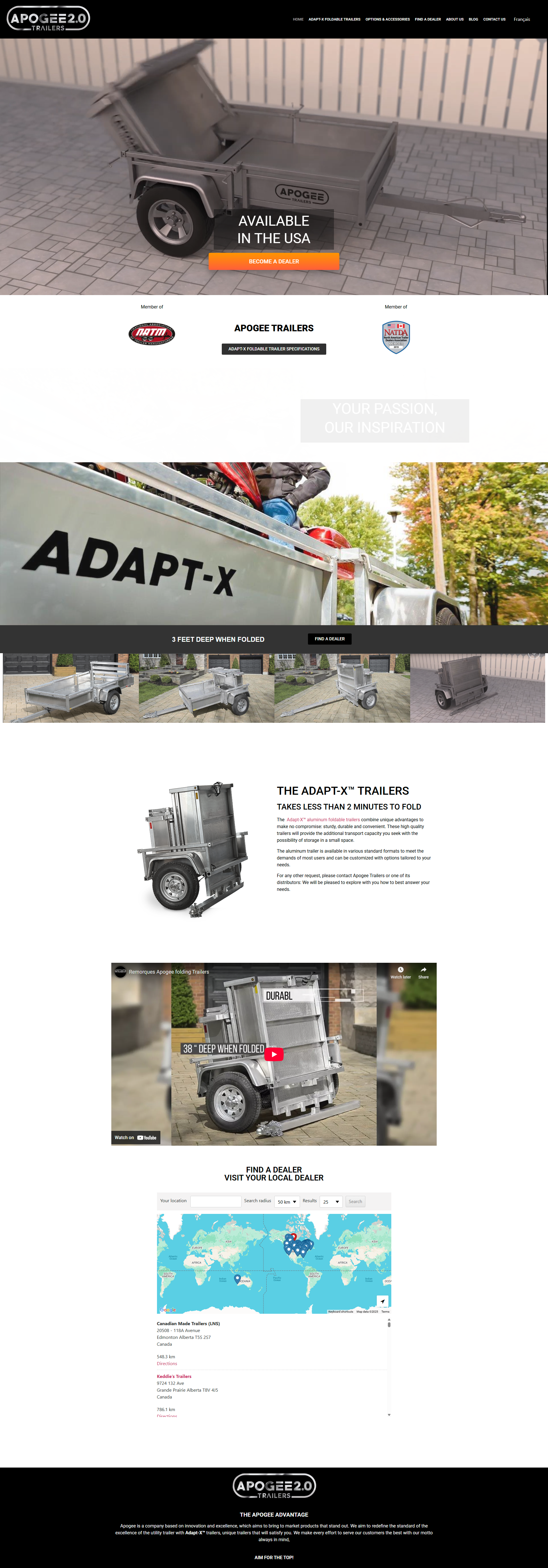 Apogee Trailers Website - Trailer company website design