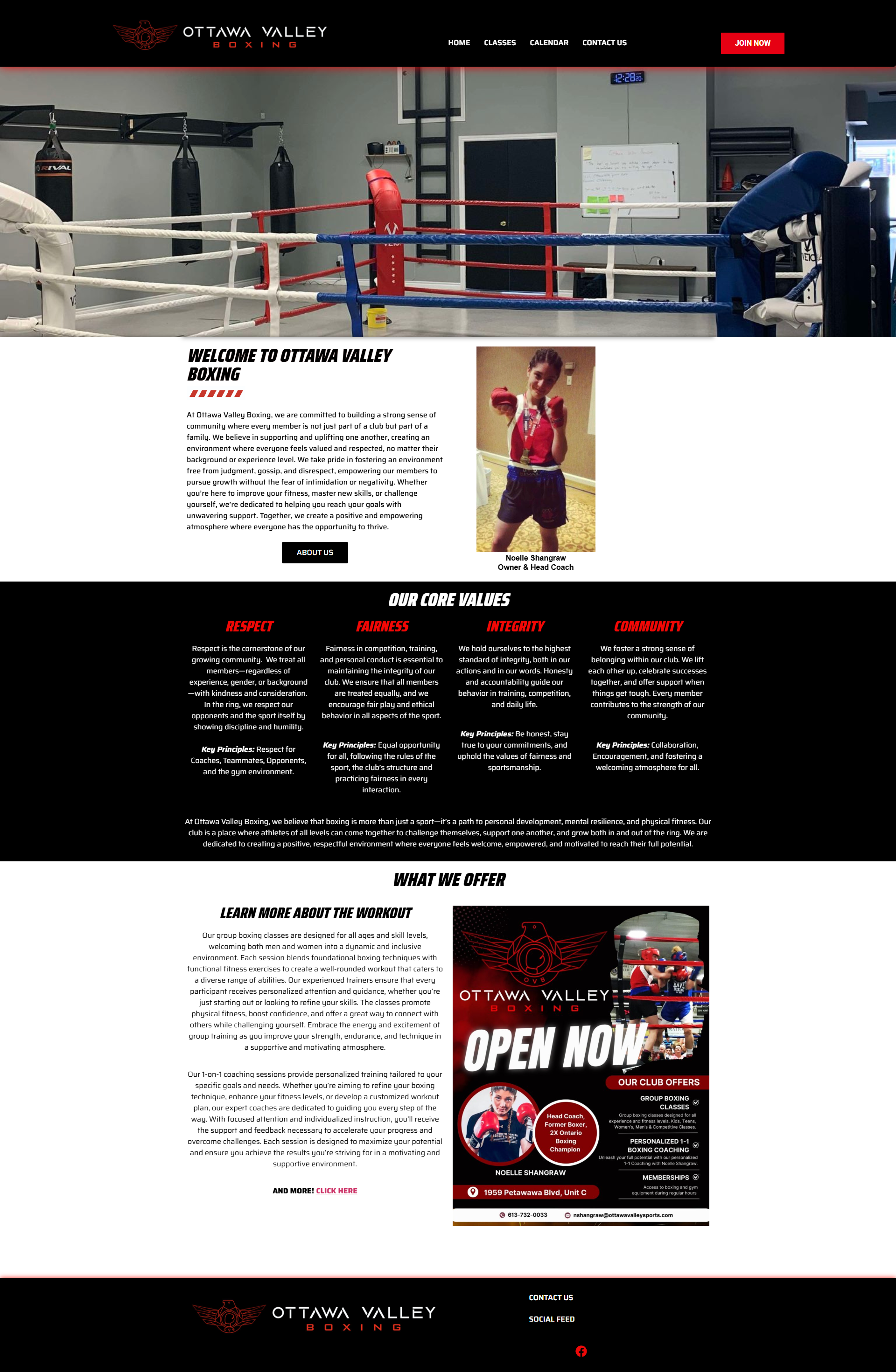 Ottawa Valley Boxing Website - Boxing club website design