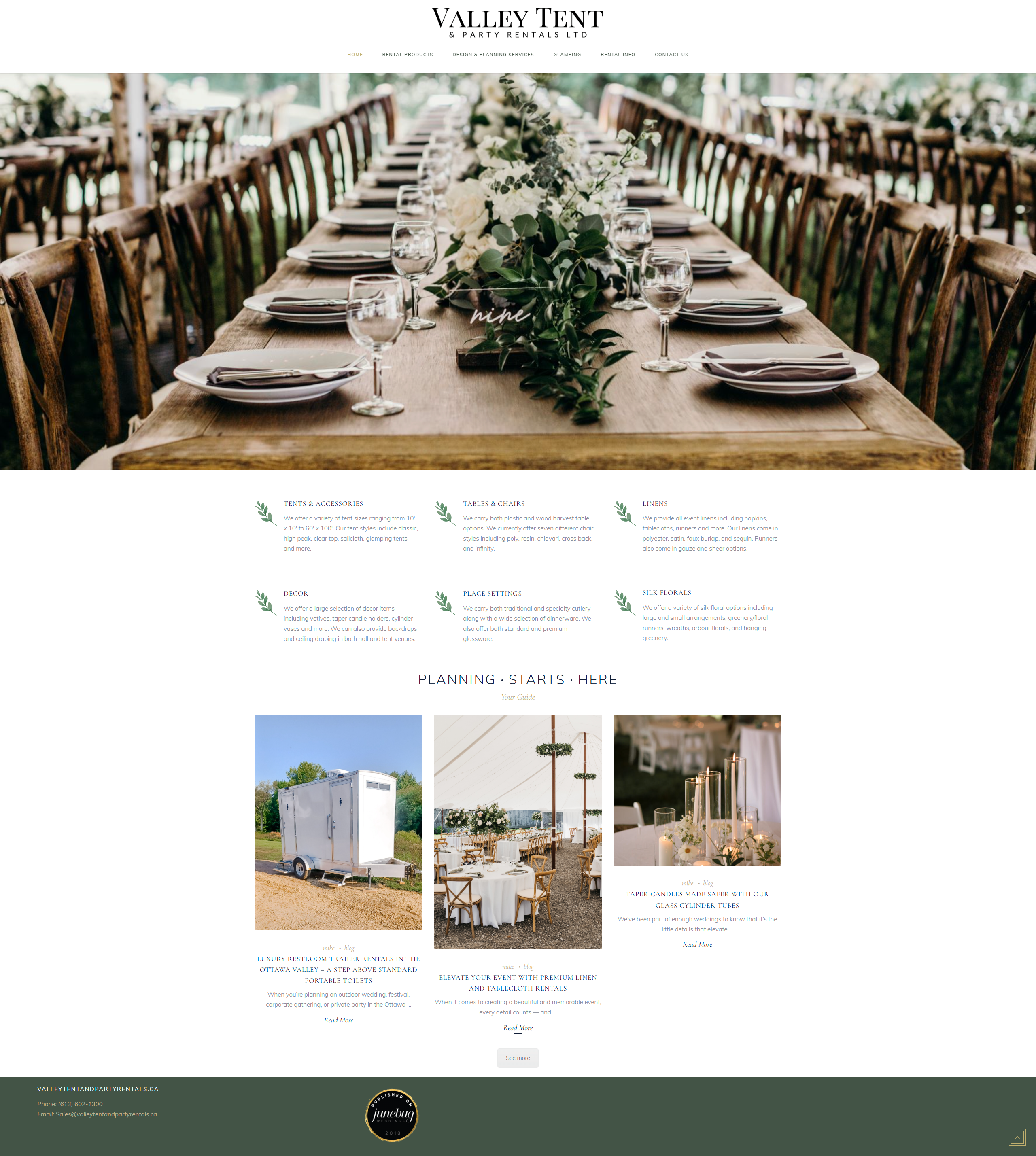 Valley Tent & Party Rentals Website - Event rental services